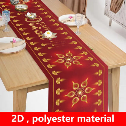 1pc 2D Happy Diwali Festival Tablecloth