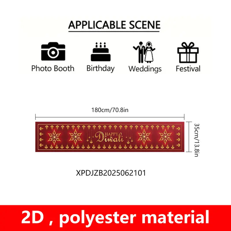 1pc 2D Happy Diwali Festival Tablecloth