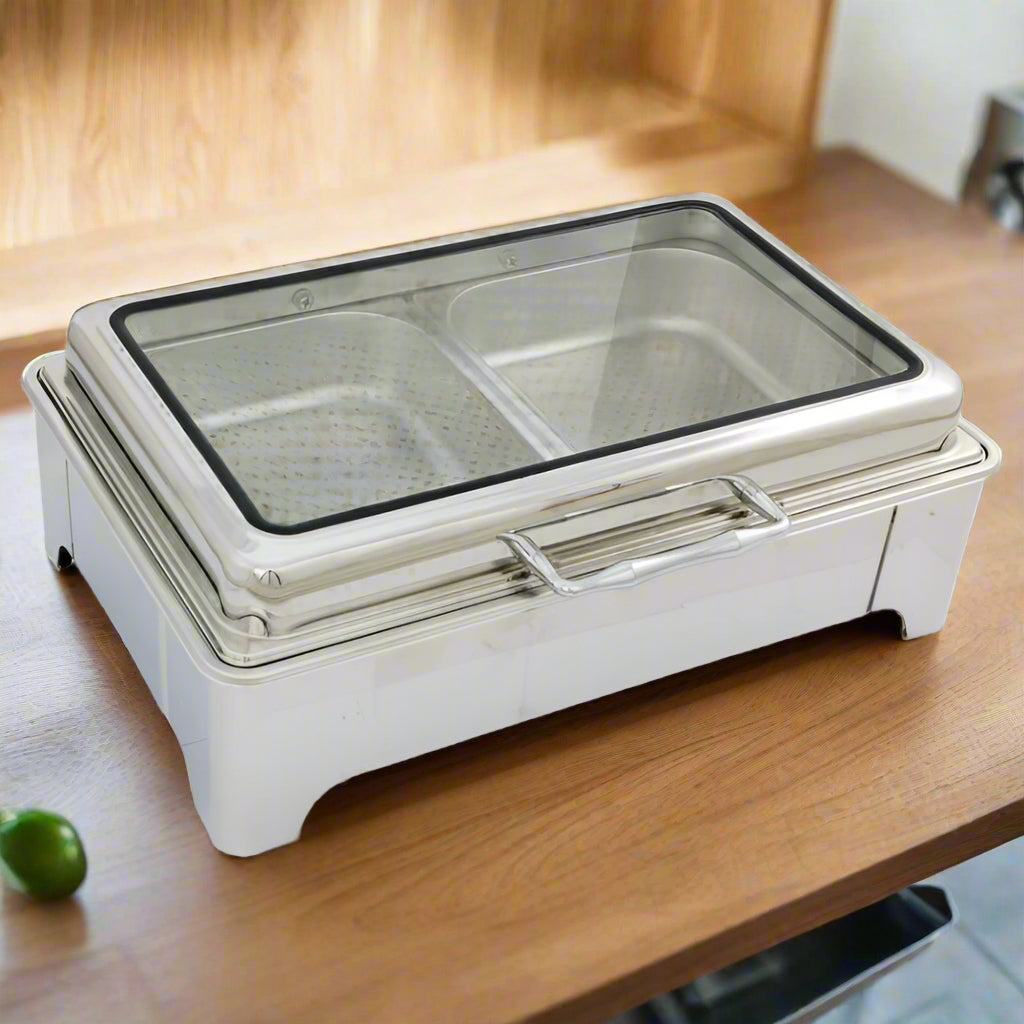 Electric Chafing Dish Food Warmer 2x 1/2GN 400W 85degC