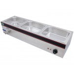 Hot Food Warmer Bain Marie 3x 1/2 GN Tray + Lids - 1.5kW - Commercial Bainmarie