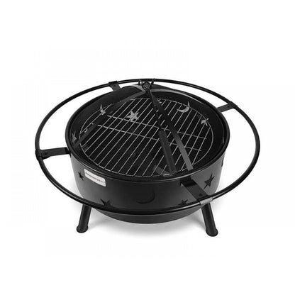 2-in-1 Outdoor Fire Pit & BBQ Bowl with Hibachi-Style Grill