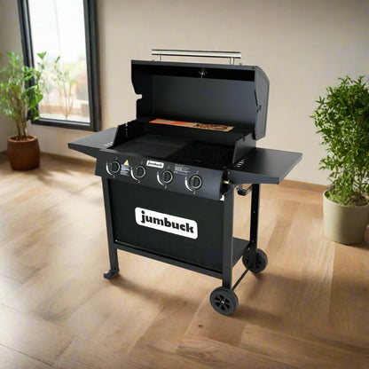4 Burner Gas BBQ Grill - Hooded Barbeque - Hot Plate & Grill