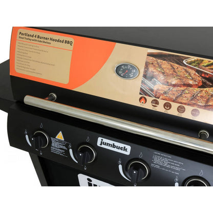 4 Burner Gas BBQ Grill - Hooded Barbeque - Hot Plate & Grill