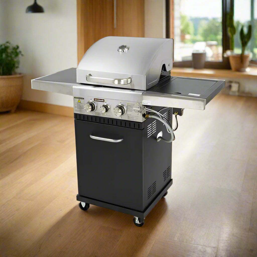 2 Burner Gas BBQ & Side Burner - Hooded Barbeque - Barbecue Grill