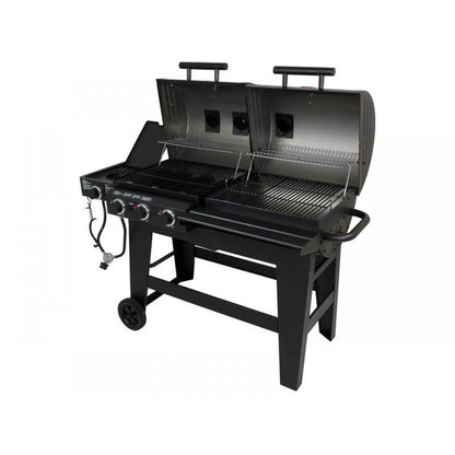 Char-Griller 3 Burner Gas / Dual Charcoal BBQ - Barrel Barbeque - Barbecue Grill