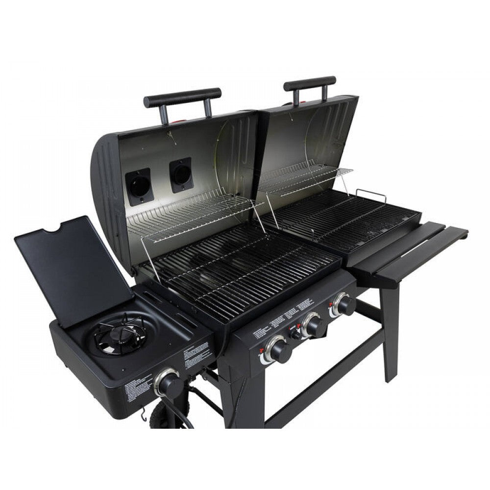 Char-Griller 3 Burner Gas / Dual Charcoal BBQ - Barrel Barbeque - Barbecue Grill