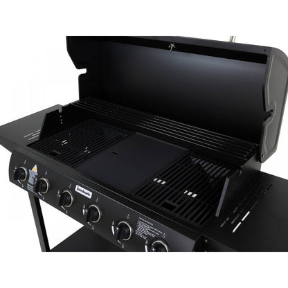 6 Burner Gas BBQ Grill - Hooded Barbeque - Barbecue Hot Plate & Grill