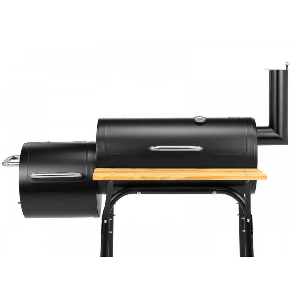 3-In-1 Smoker BBQ Charcoal Grill - Barrel Barbeque with Side Box