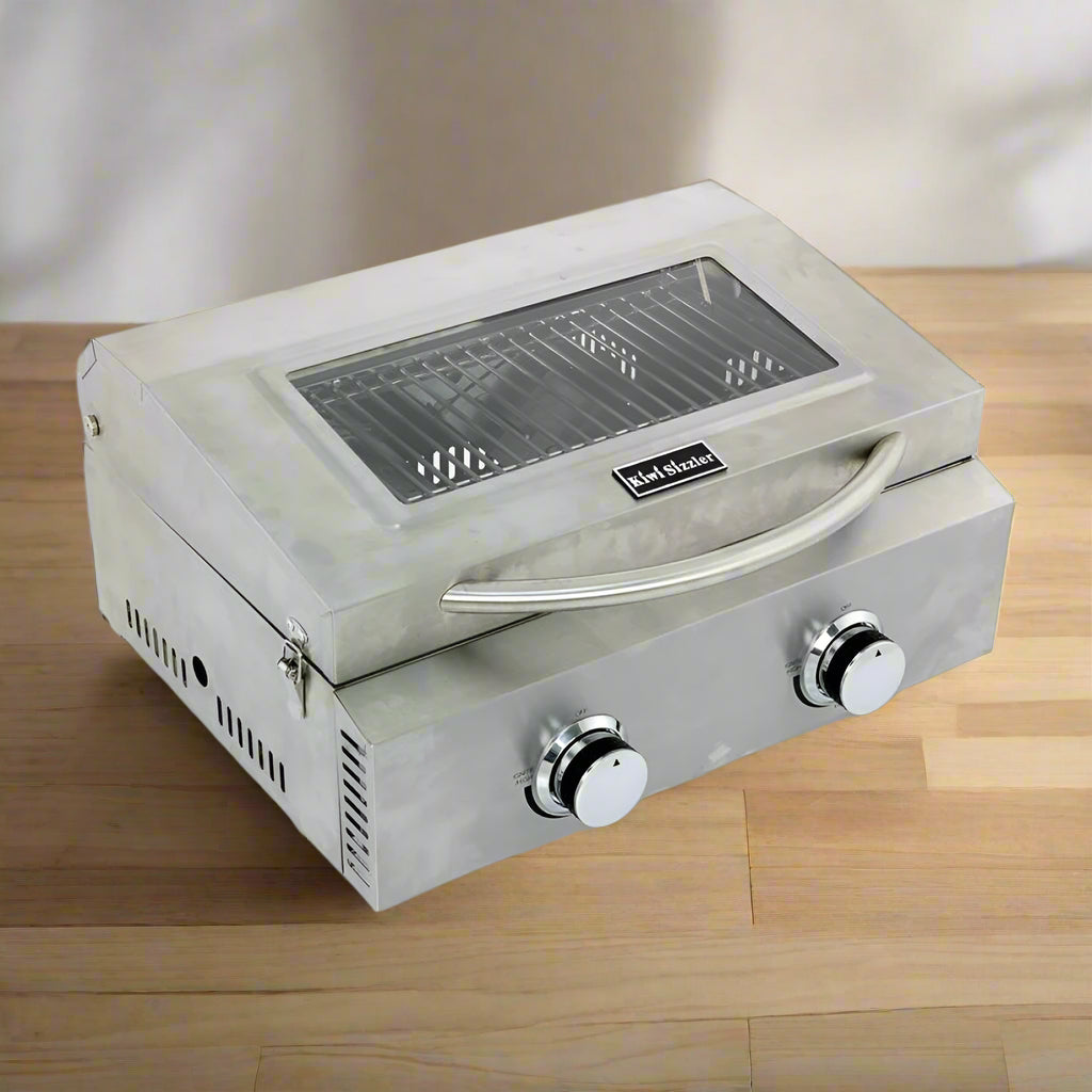 2 Burner Hooded Gas BBQ + Window, Stainless Steel Barbeque - Barbecue Grill