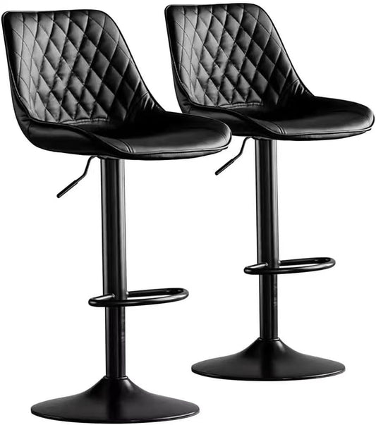 Bar Stools Set of 2, BB-0875, Adjustable Swivel Barstools, Bar Chairs,Upholstered Counter Height with High Backrest for Kitchen Island, Black
