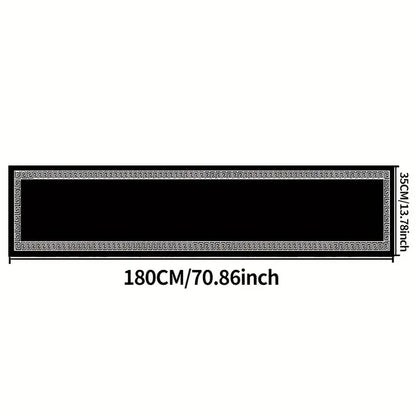 1pc Black and White Striped Polyester Table Runner