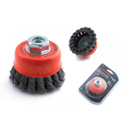 TRUPER 3" Knotted Wire Cup Brush - Medium Wire