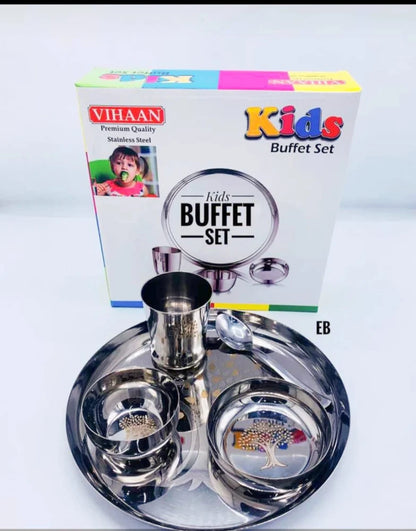 Vihaan Premium Quality Kids buffet set (steel) 5pcs