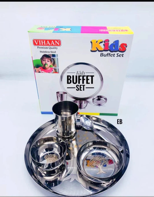 Vihaan Premium Quality Kids buffet set (steel) 5pcs