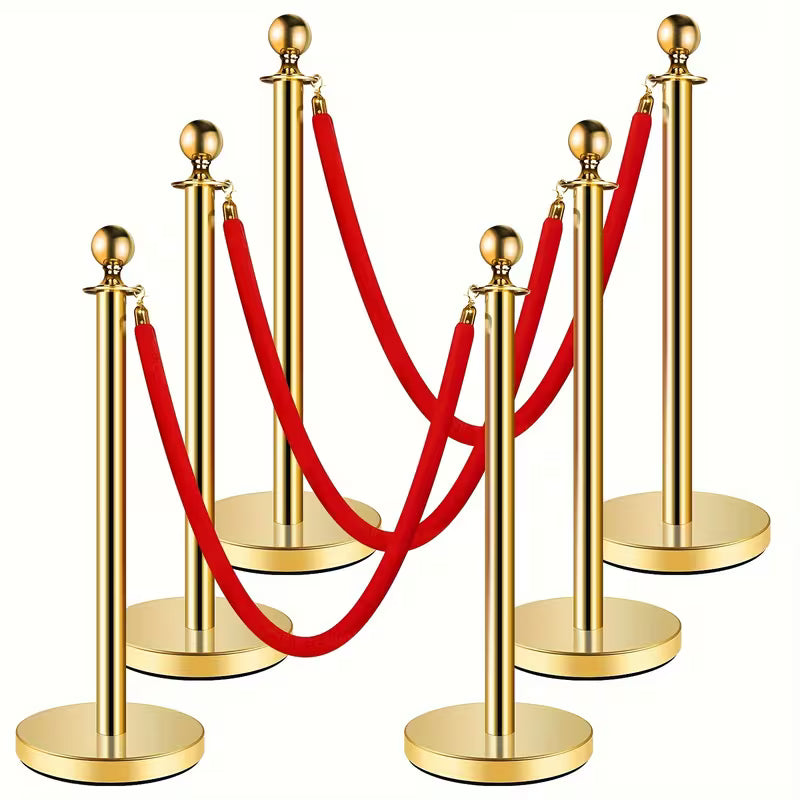 Golden Welcome Pillars,  Matched with Red Velvet Ropes
