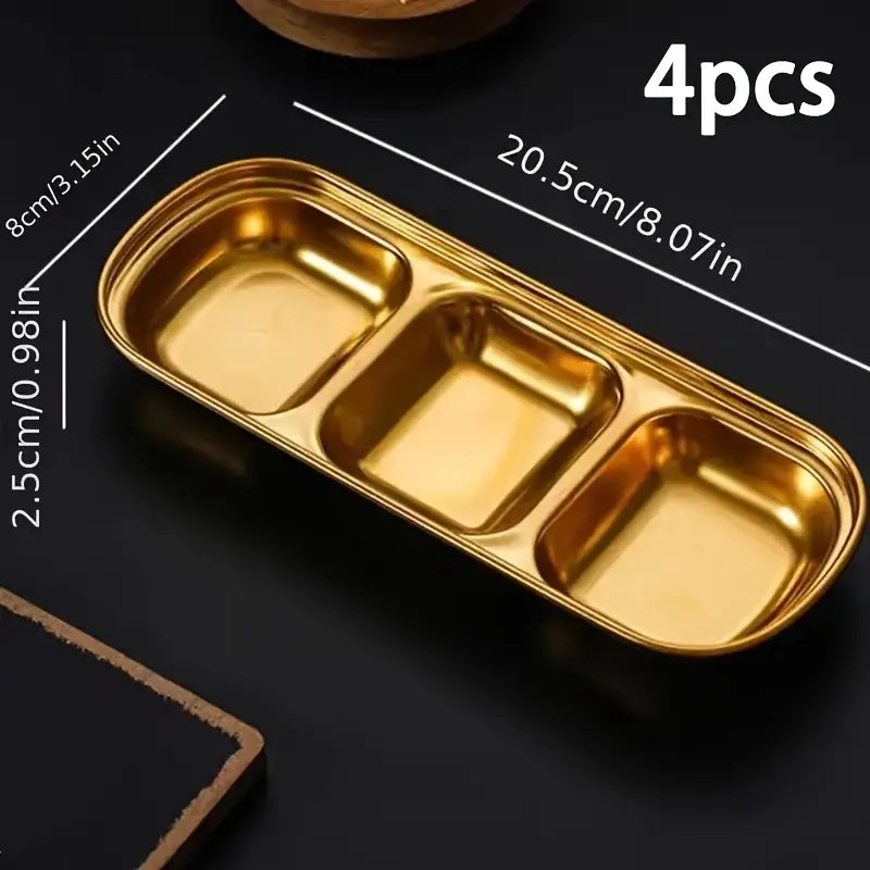 4pcs Stainless Steel Luxury Gold Dip Dish Set