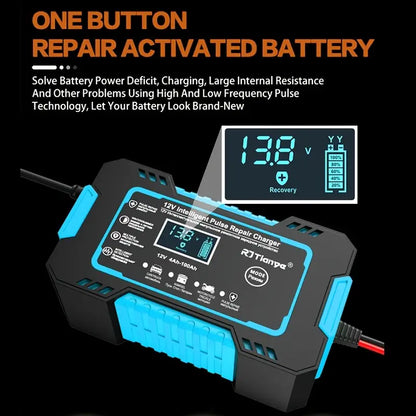 RJTIANYE 12V 6A Smart Pulse Charger with LCD Display