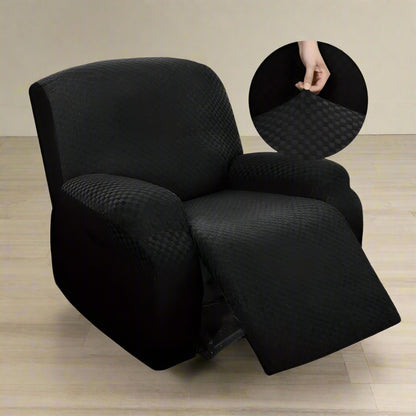 4pcs/one piece elastic thickened full-cover recliner cover- Black