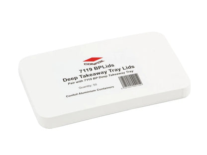 50 Medium Oblong Foil Tray Containers with Lids - 840ml - 19cm x 11cm x 5.5cm