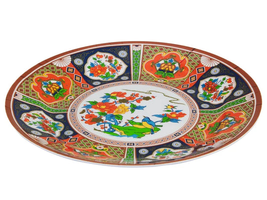 41cm Large Round Plate with Birds Pattern - Melamine Serving Dish Platter
