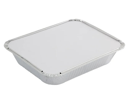 100x Hot Food Foil Containers & Foil Backed Lids - Large 31cm x 25cm x 5.5cm