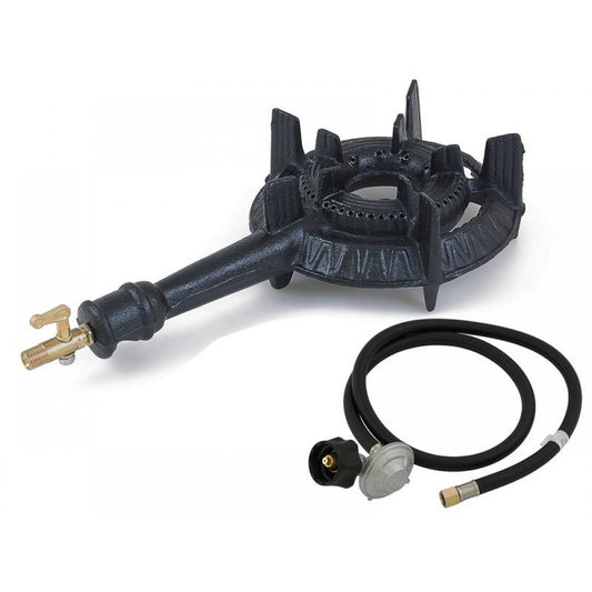 1 Ring Single Burner LPG Gas Hob Cooker Stove | Cast Iron + QCC Regulator Hose