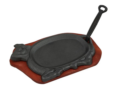 31cm Cast Iron Cow Shaped Plate Sizzle Food Steak Platter