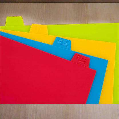 Kitchen Chopping Board & Stand Set - 4 Color Food Grade Boards
