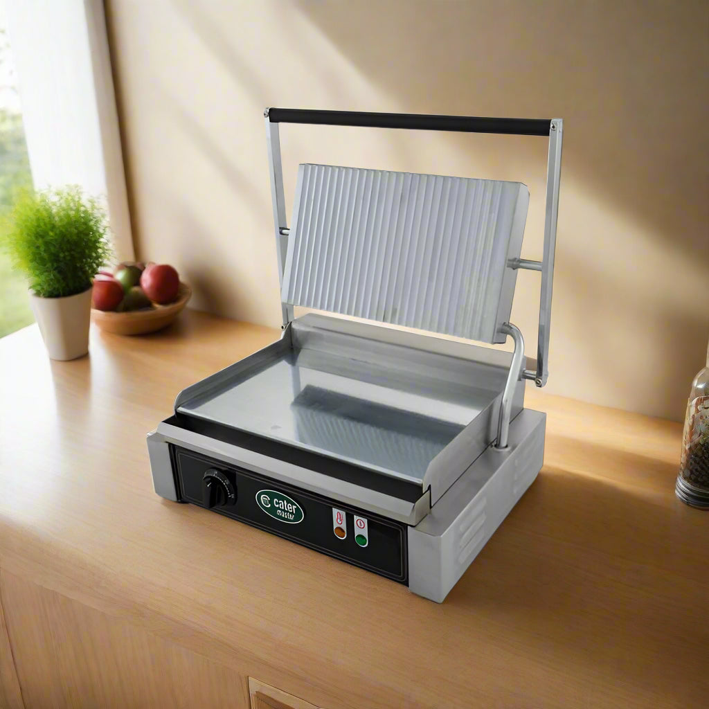 Single Panini Press 2.1kW - Commercial Toasted Sandwich Maker - Griddle Grill