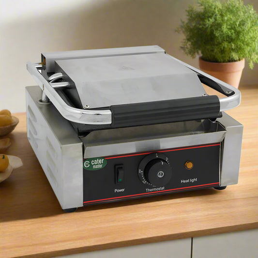 Single Panini Press 1.8kW - Commercial Toasted Sandwich Maker - Flat Top Grill