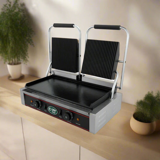 Double Panini Press 3.6kW - Commercial Toasted Sandwich Maker - Griddle Grill