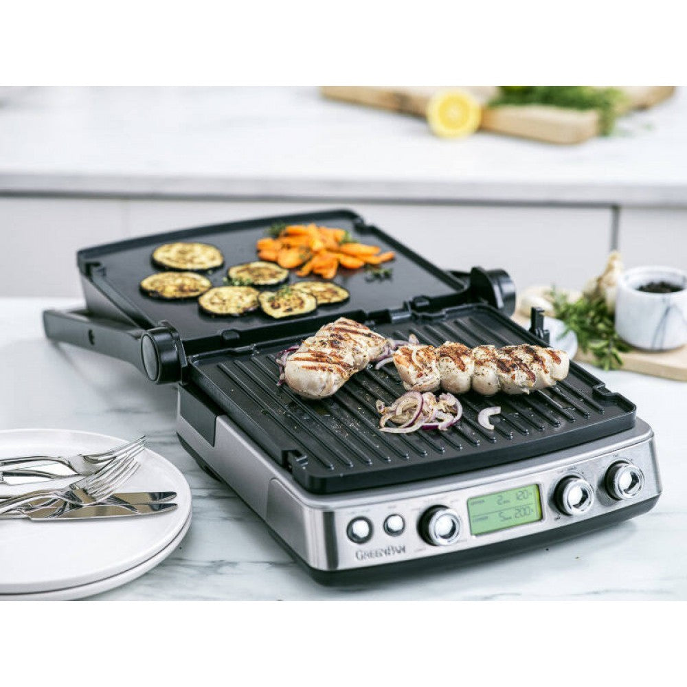 Panini Press Contact Grill & Waffle Plates - 1800W - Stainless Steel