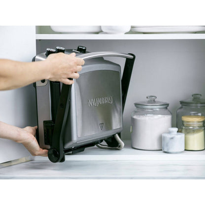 Panini Press Contact Grill & Waffle Plates - 1800W - Stainless Steel