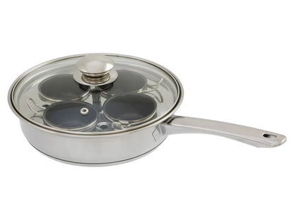 22cm Stainless Steel Egg Poacher Pan with 4 Non-Stick Cups