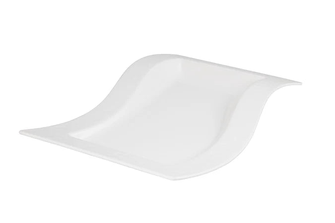 Large Rectangle Melamine Platter White - Wavy 57cm / 22.5"