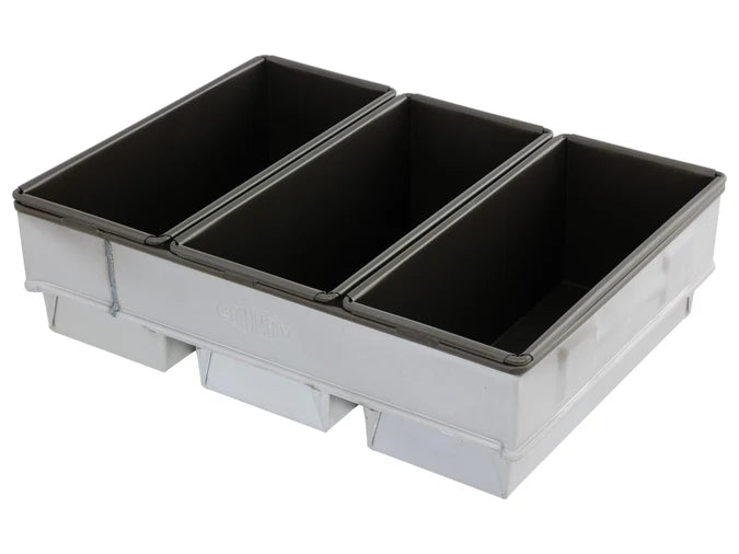 Commercial 3 Tray 700g Loaf Baking Pan - Heavy Duty with Non-Stick Tins