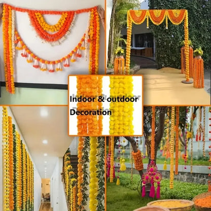 1pc Artificial Marigold Garland with Bell Accents