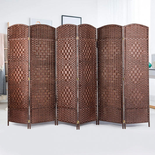 Room Divider Bamboo Woven 6 Panel Natural Brown 180 by 300cm