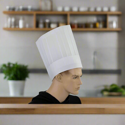 Tall Chefs Hat - Pack of 20 - Disposable White Hats