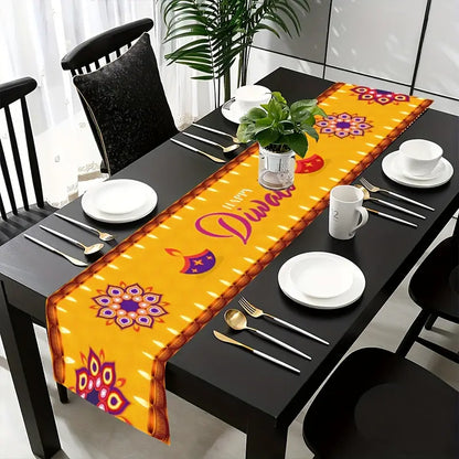 1pc Vibrant Diwali Polyester Table Runner
