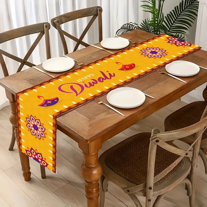 1pc Vibrant Diwali Polyester Table Runner