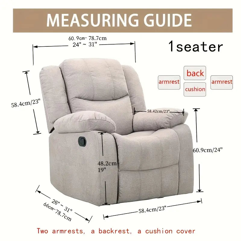 4pcs/one piece elastic thickened full-cover recliner cover- Black