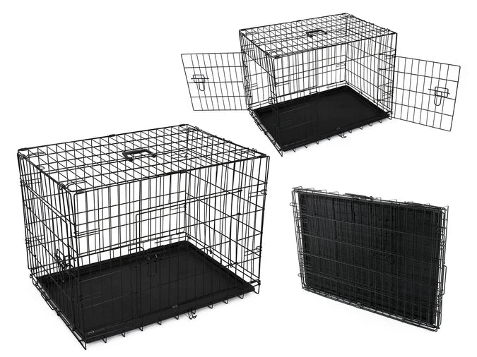 76cm Folding Crate Pet Cage with Floor Tray Black 76cmx52x58cm