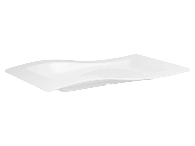 Large Rectangle Melamine Platter White - Wavy 57cm / 22.5"