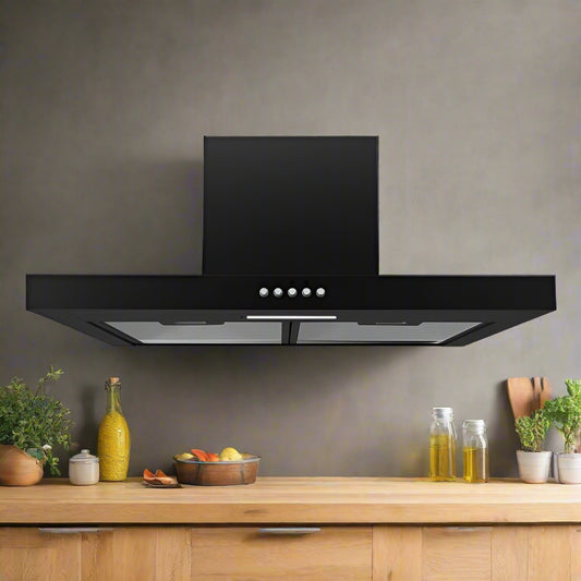 60cm T-Shape Cooker Rangehood 65W - 3 Speed - Black - MIDEA