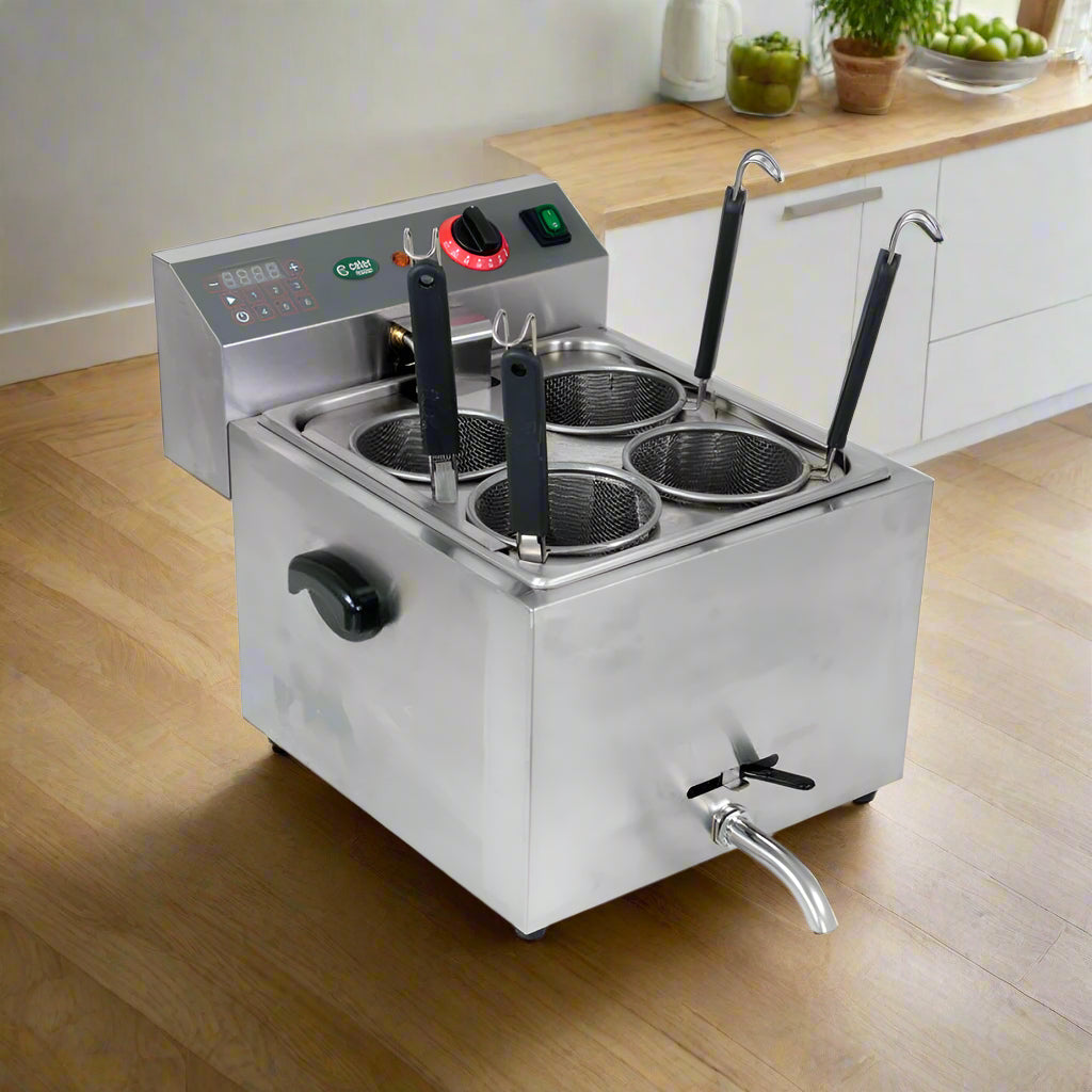 10L Electric Noodle & Pasta Cooker - 4 Serving Baskets - 3.25kW