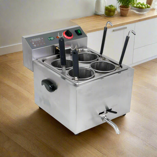 10L Electric Noodle & Pasta Cooker - 4 Serving Baskets - 3.25kW