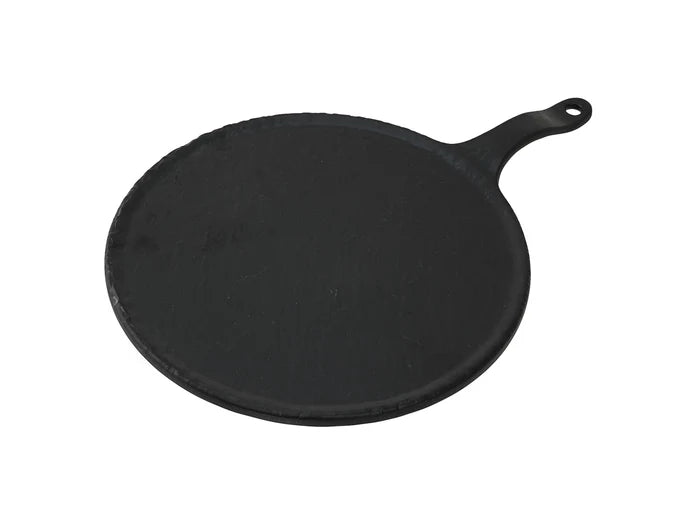 Black Melamine Round Paddle Serving Board with Handle 27cm Dia.