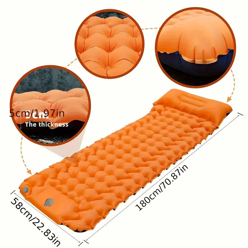 Ultra-Light Inflatable Camping Mattress with Built-In Pump & Carry Bag