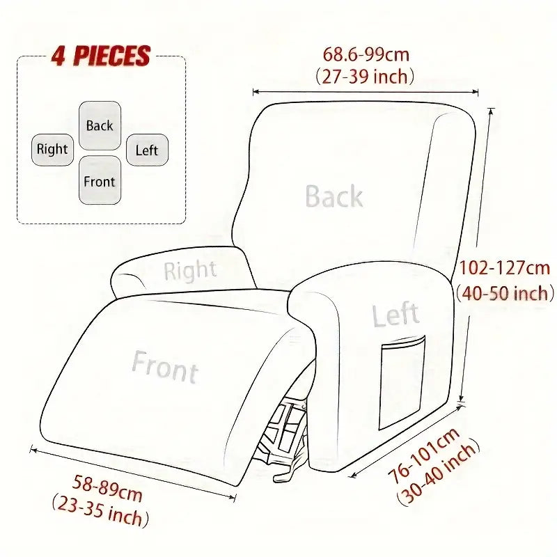 Contemporary 4PC Black and White Leaf Print Recliner Slipcovers